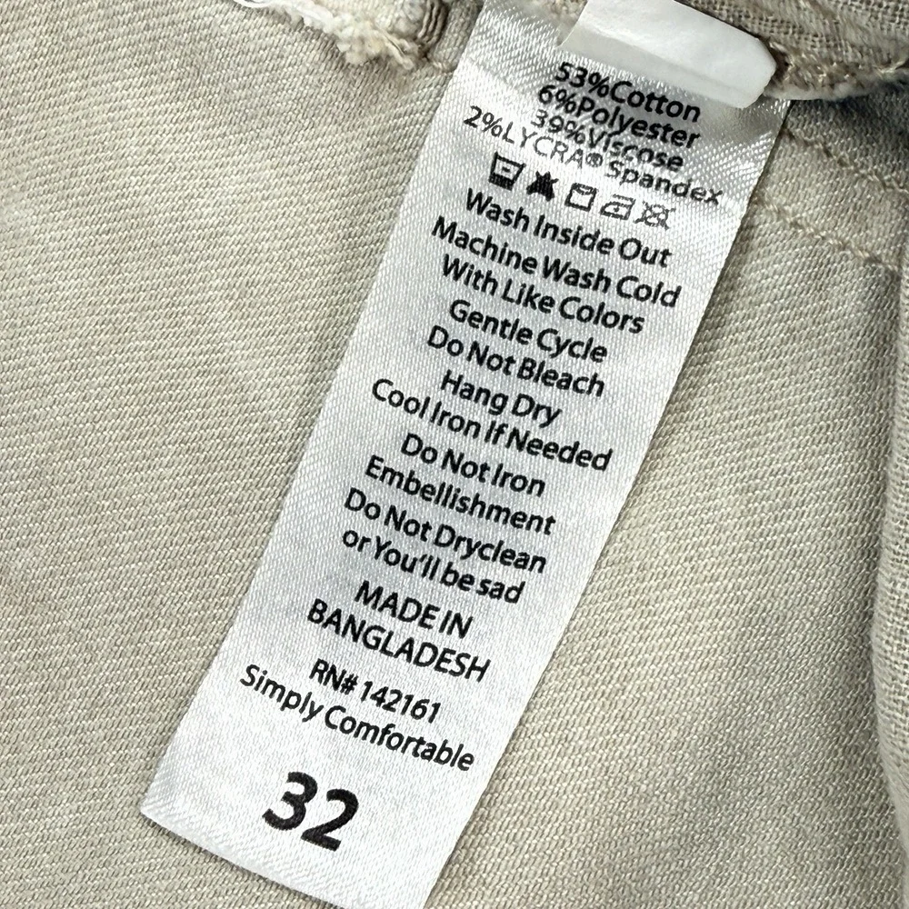 LuLaRoe Women's Utility Cargo Pants Size 32‎ 14-15 Khaki Soft Stretchy Twill